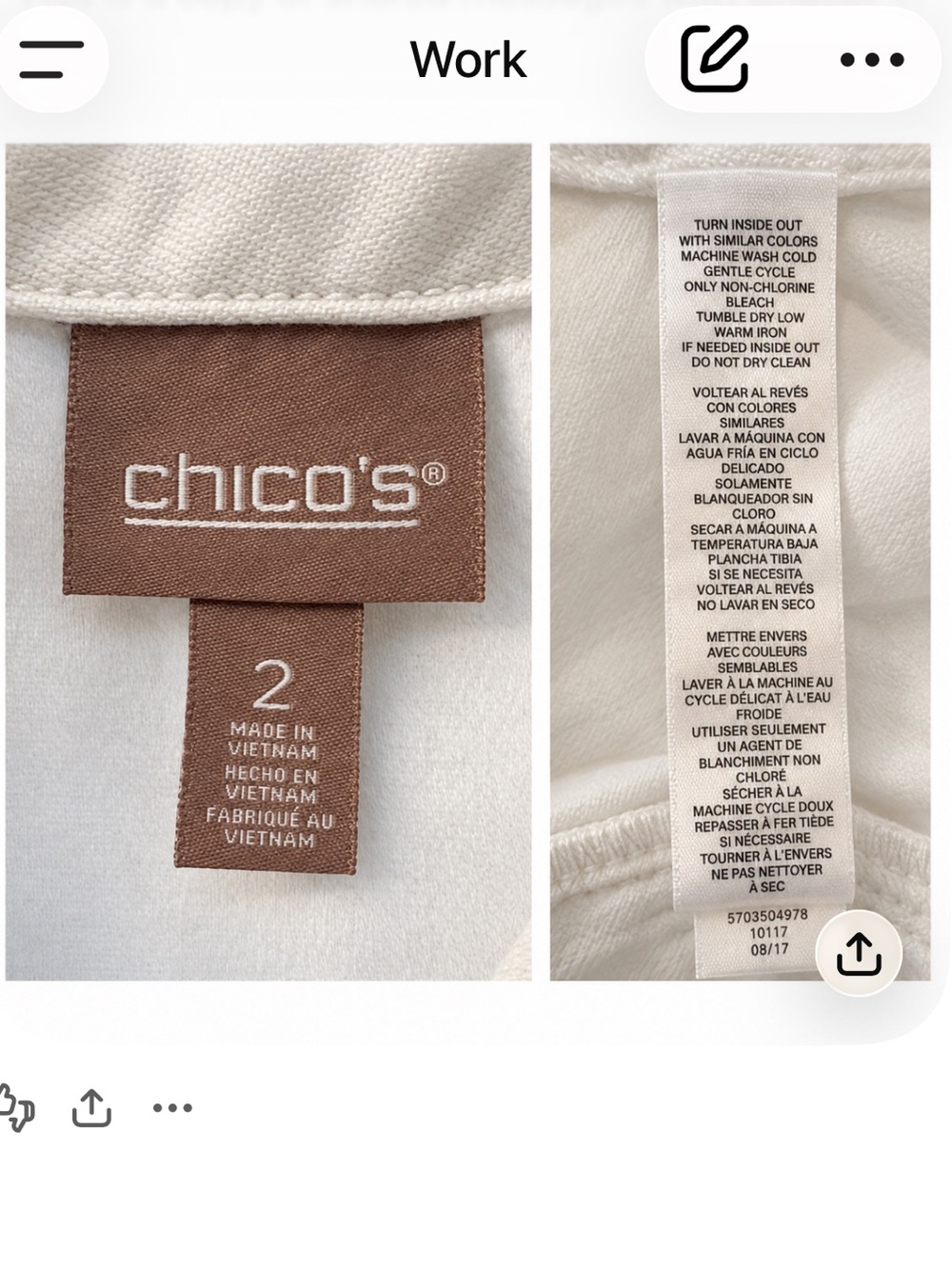 Chico’s Size 2 US L White Denim Trucker Jacket Cotton Blend Button Front - Picture 2 of 4